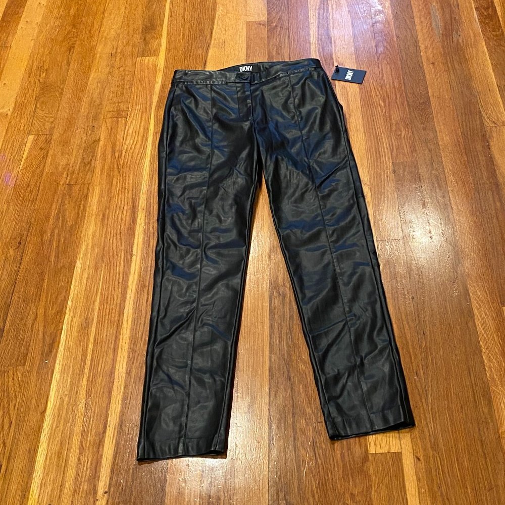 DKNY Black Faux Leather Pants NWT